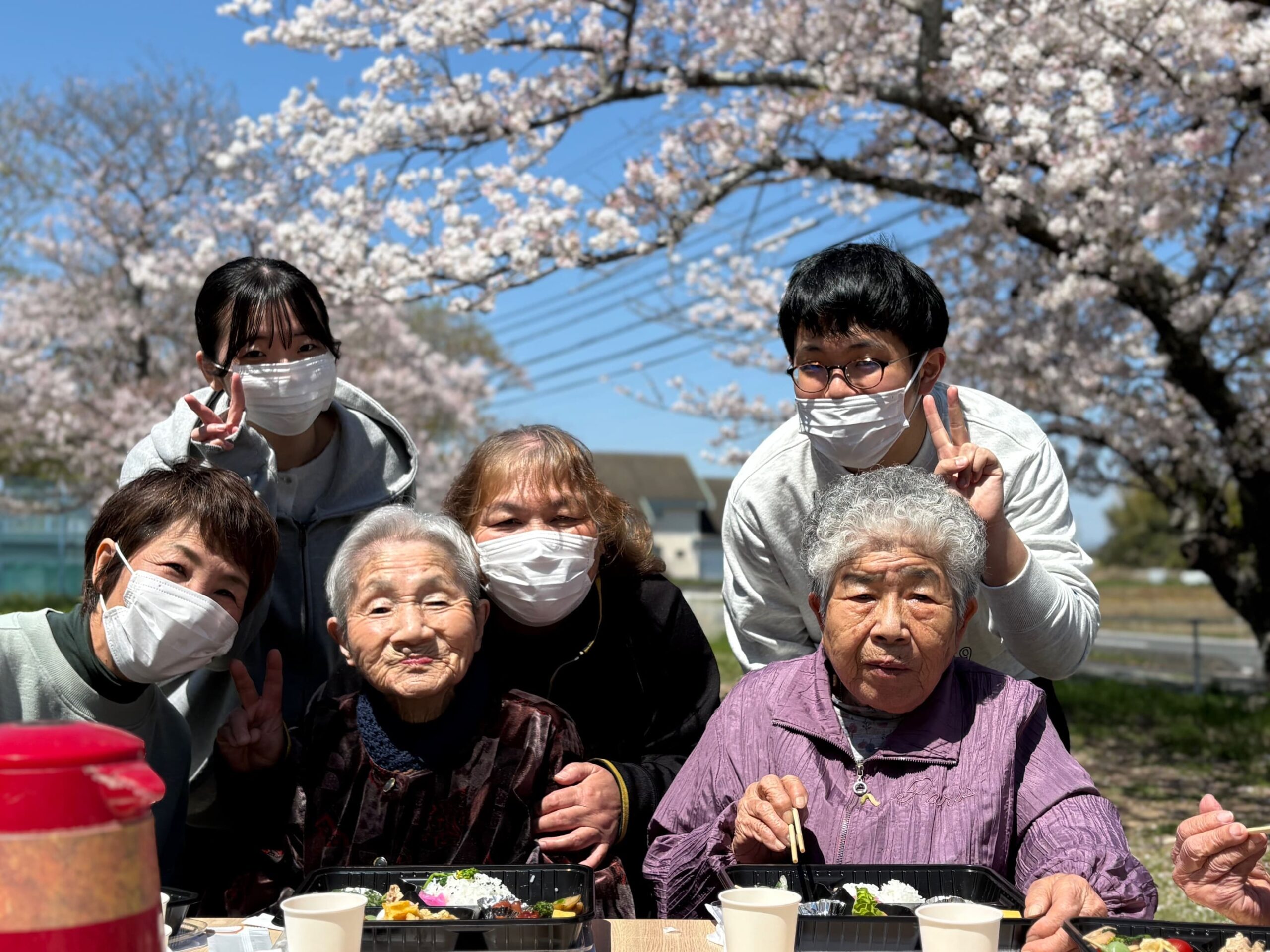 公園の桜の木の下で